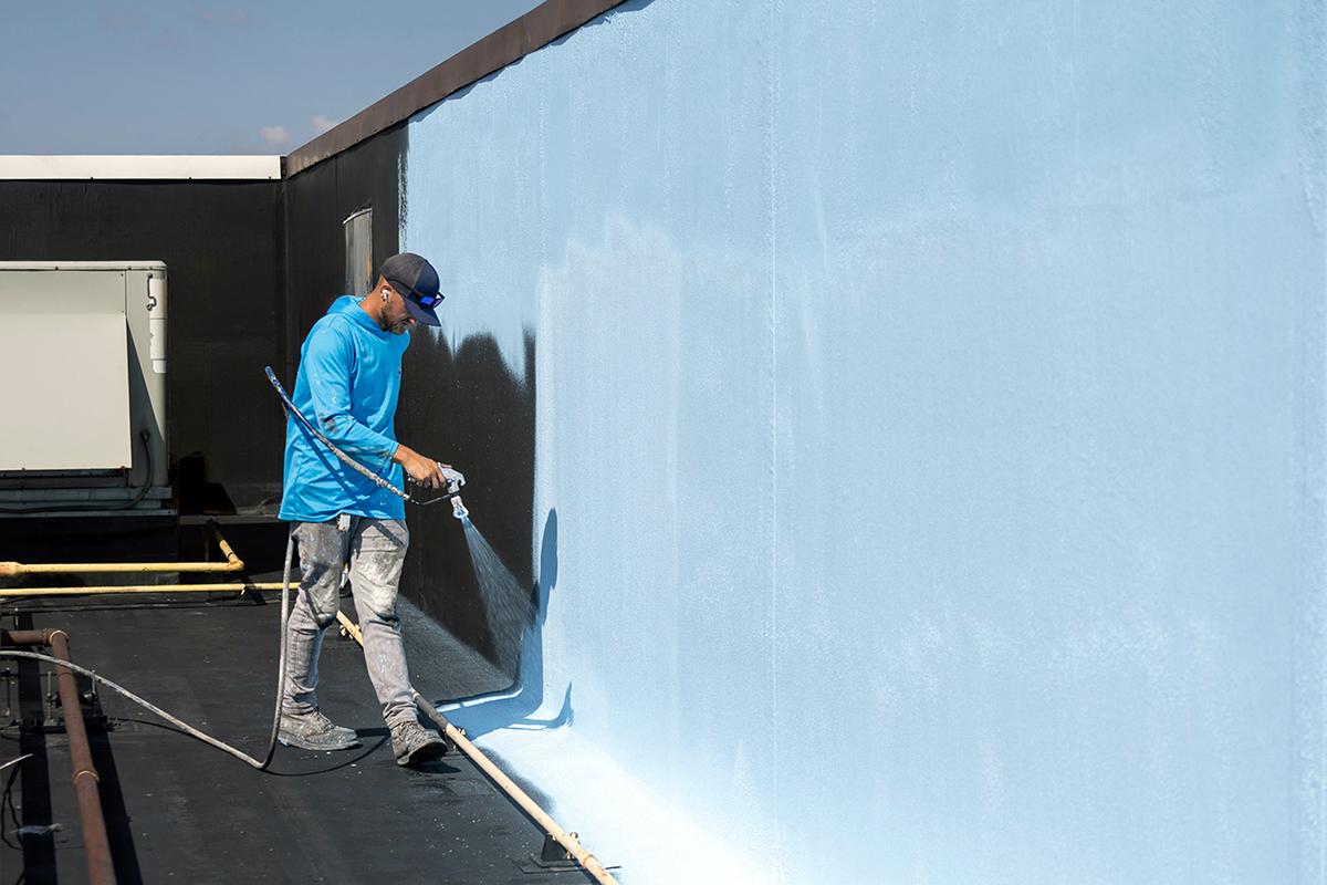 FAR - Contractor Spray roof and wall FiberSeal Base over EPDM
