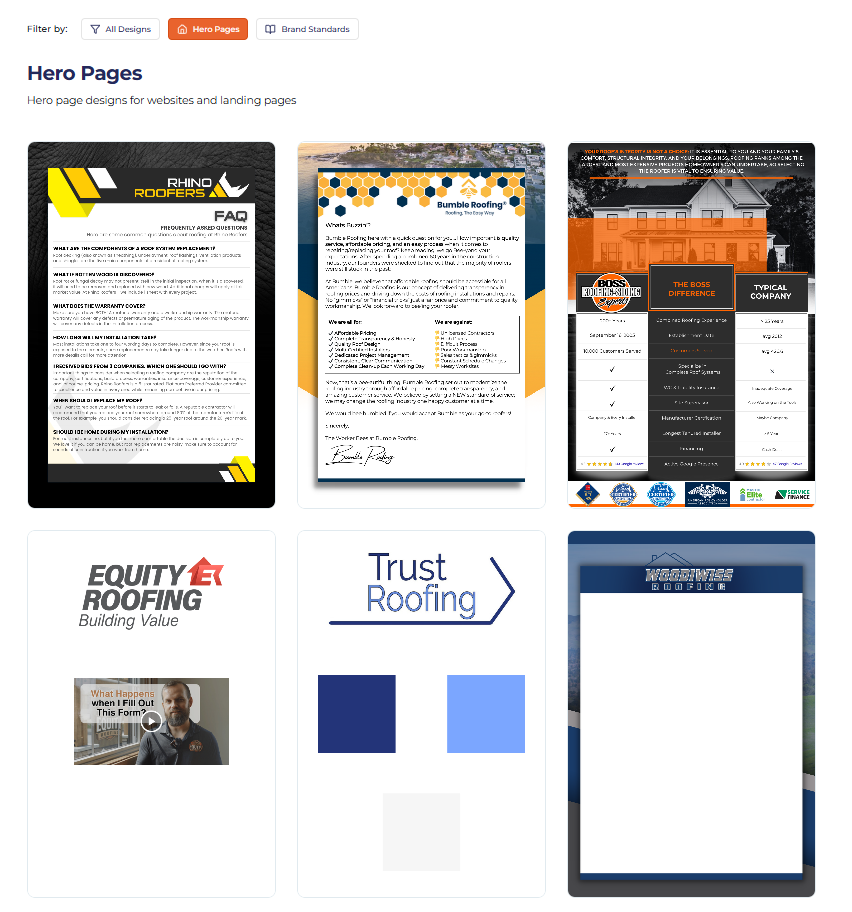Roofing Business Partner - The Proposal Vault - Hero Pages