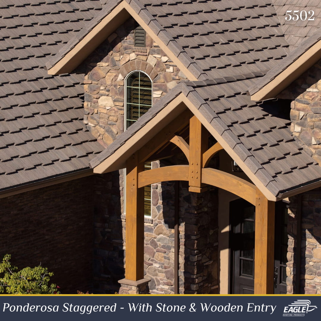 Ponderosa Staggered - With Stone & Wooden Entry.