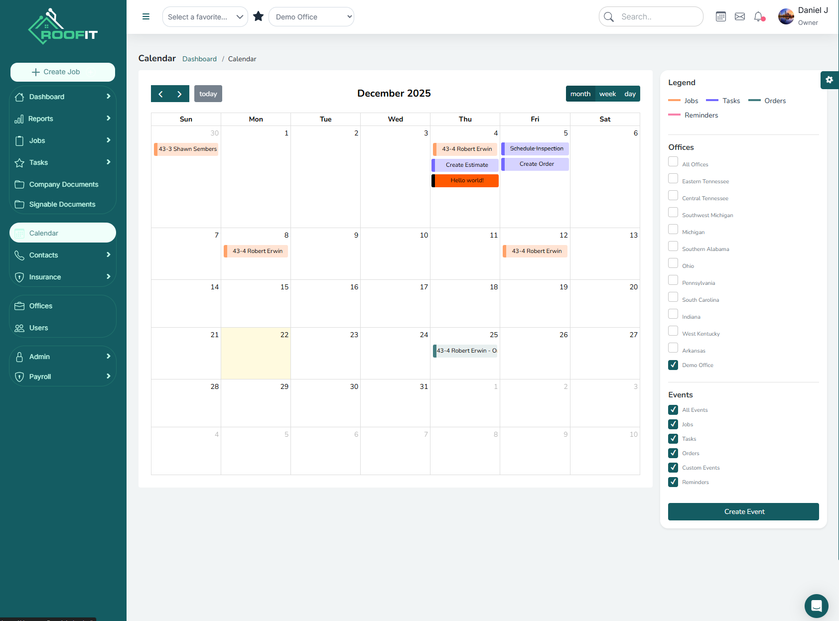 Roofit - calendar