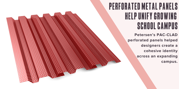 Perforated metal panels help unify growing school campus